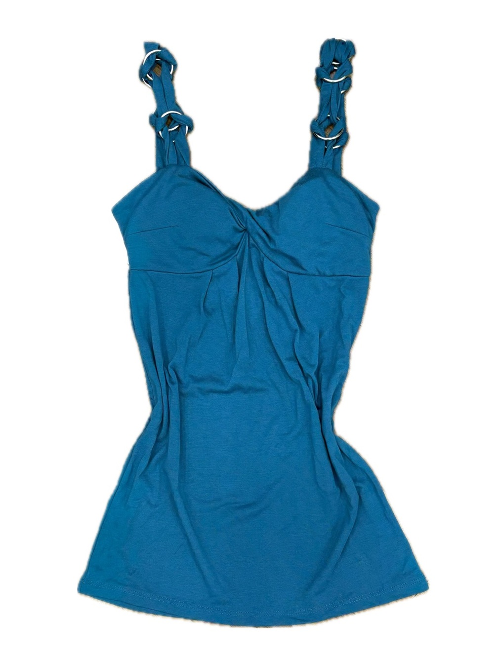 sws blue flowy babydoll cami tank top w/ chain strap details ♡